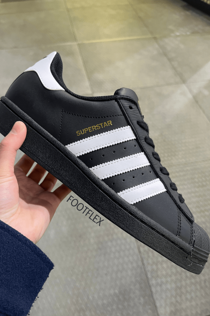 Adidas Superstar Trainers in Black, leather, three stripe trainers, running trainers, casual style, street style