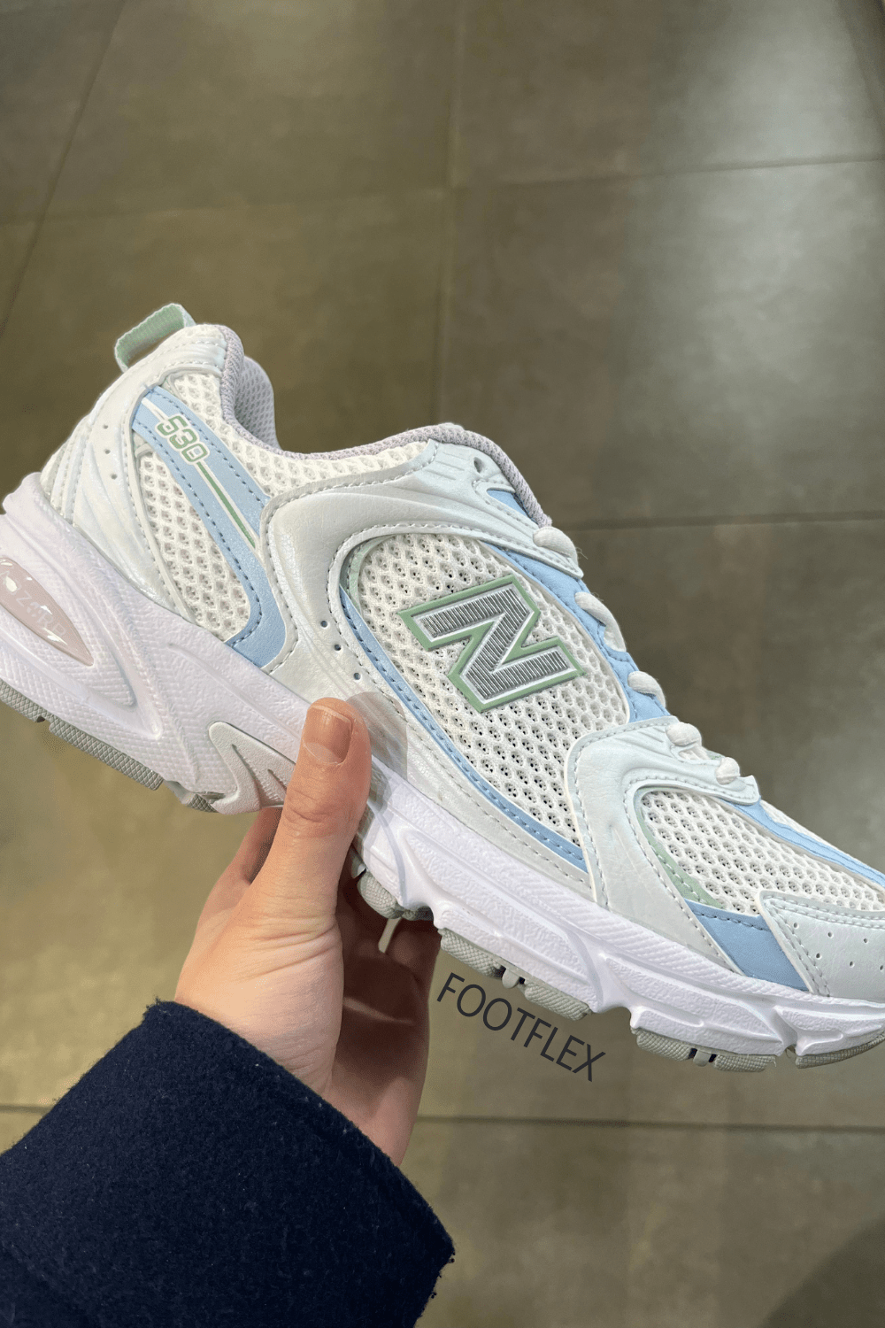 New Balance 530 in White and Light&nbsp;Blue