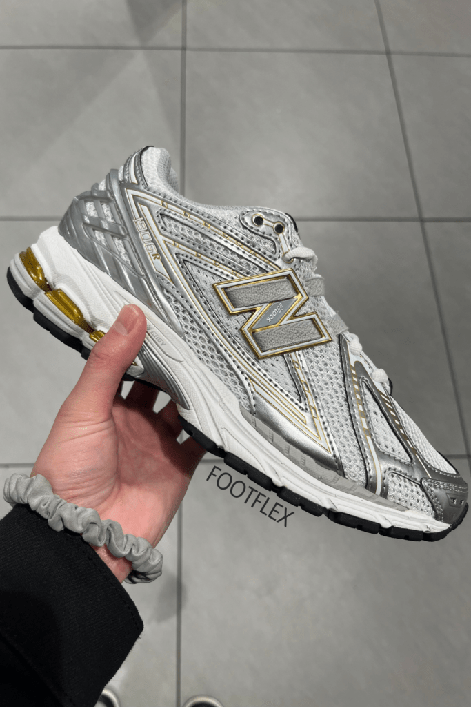 New Balance 1906R, Silver And Gold, NB 1906R, Luxury Sneakers, Sneaker Style, Shiny Kicks, Gold Standard, Elevated Athleisure, New Balance Fam, Street Chic