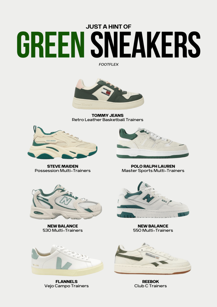 Green Sneakers, Sneaker Style, Casual Fashion, Street Style, Sustainable Footwear, Minimalist Fashion, Pop Of Color, Everyday Comfort, Sneaker Love, Fashion Trend, OOTD,