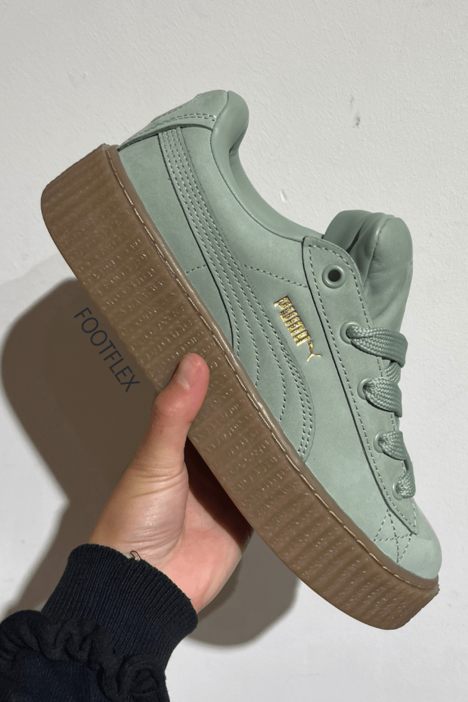 PUMA x FENTY, Creeper Phatty, Green Creepers, FENTY Footwear, PUMA Style, FENTY x PUMA, Sneaker Goals, Phatty Vibes, Green Sneakers, High Fashion Kicks