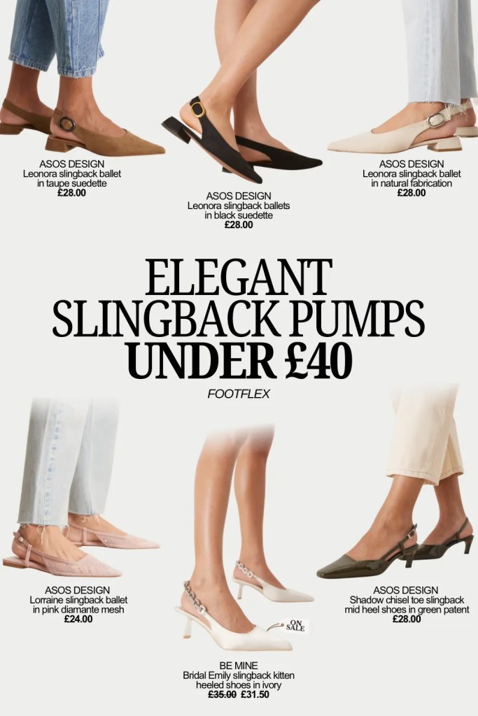 Slingback Pumps, Elegant Shoes, Low Heel Pumps, Comfortable Heels, Chic Footwear, Timeless Style, Versatile Shoes, ASOS, Asos Design, FootFlex, Be Mine, Affordable Fashion, Shoe Sale, Under 40, Budget Friendly, Office Shoes, Work Wear, Smart Casual, Everyday Elegance, Classic Style, Minimalist Fashion, Neutral Tones