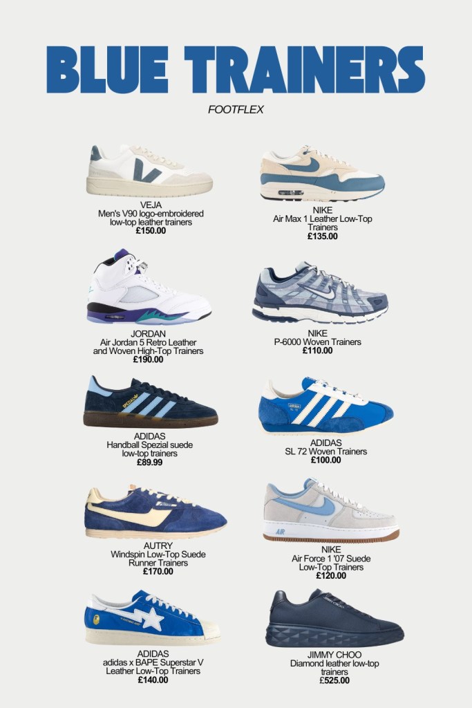 Blue Trainers, Sneaker Style, Street Style, Sneaker Head, Casual Fit, Smart Casual, Everyday Kicks, Fresh Kicks,
Nike, Adidas, Jordan, Veja, Autry, Jimmy Choo, Classic Sneakers, Modern Style, On Feet Look, Clean Fit, Timeless Style, Sneaker Edit, Outfit Goals, Blue Vibes, Style Essentials, Luxury Kicks