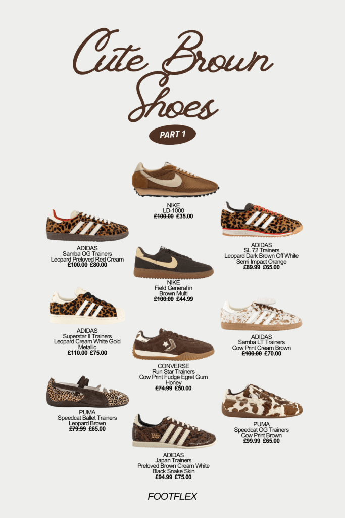 Cute Brown Shoes, Footwear Fashion, Shoe Lovers, Sneaker Style, Brown Sneakers, Adidas Style, Puma Trainers, Nike Footwear, Shoe Collection, Trendy Shoes